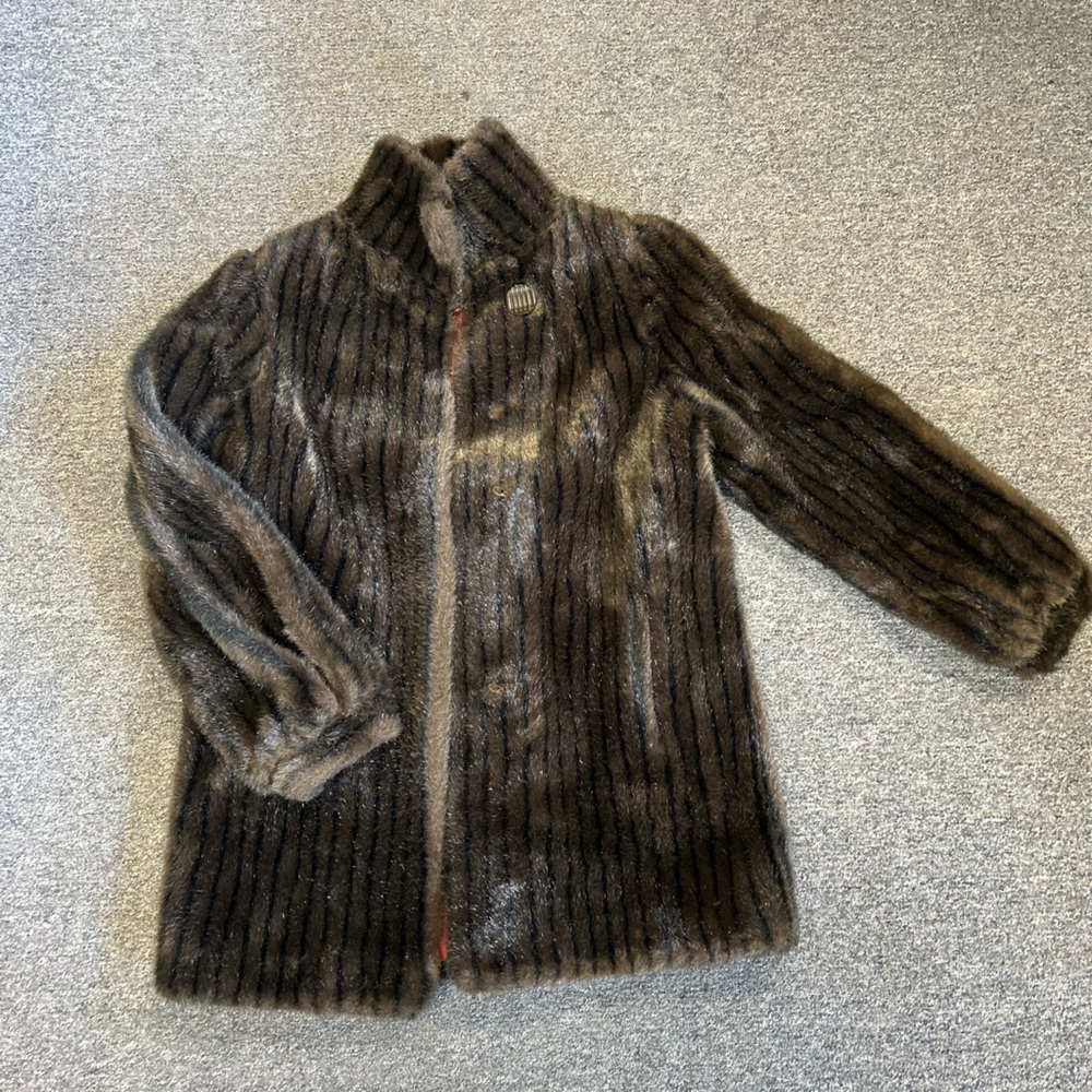 Vintage Men's Elegant Brown Faux Fur Coat